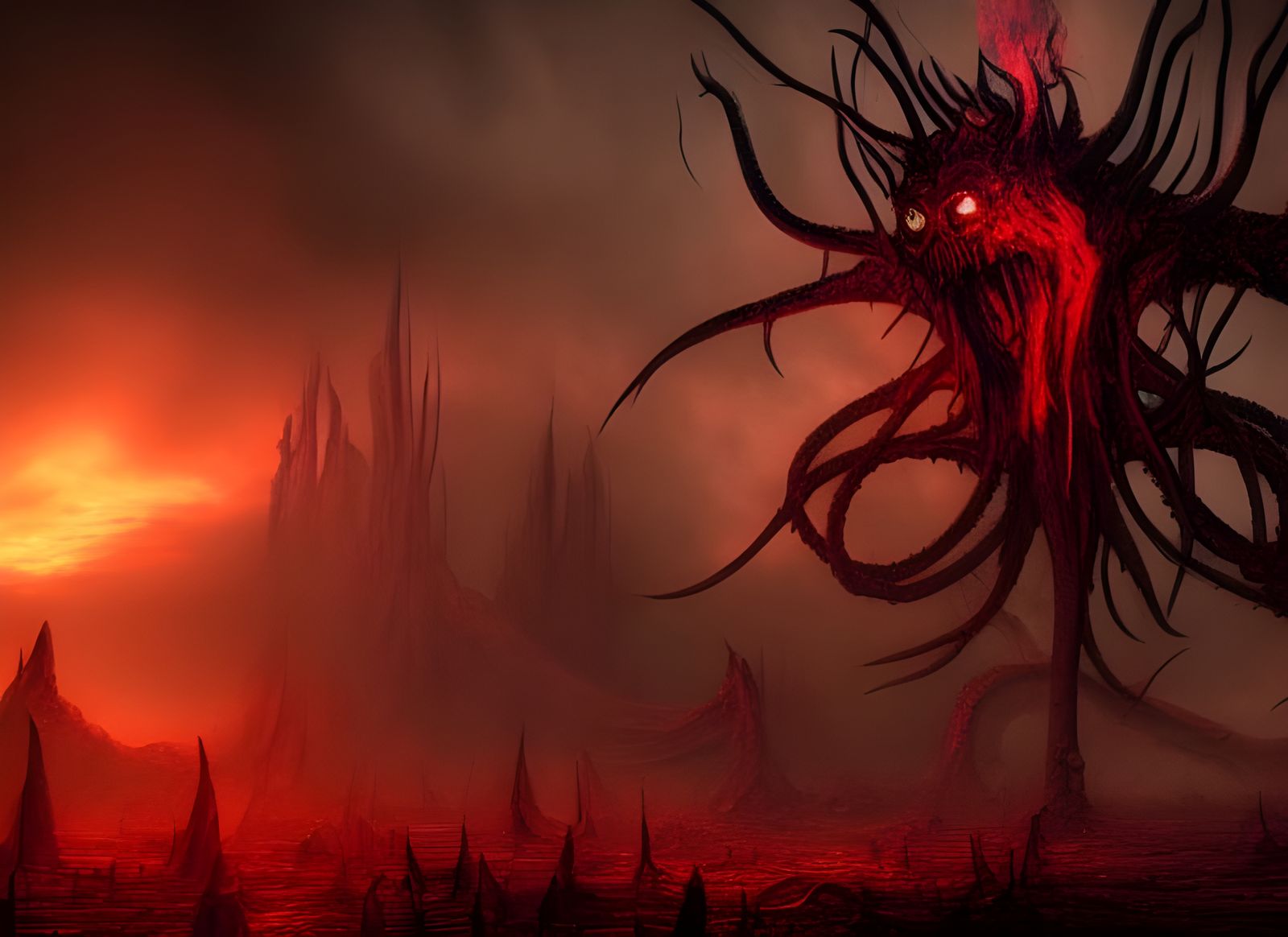 Lovecraftian Post-Apocalyptic World in Dark Fantasy Style