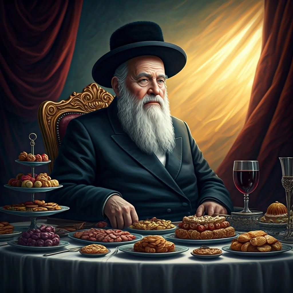 Hyperrealistic Portrait of Elderly Jew in Opulent Setting