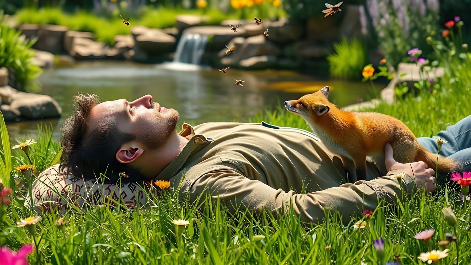 Man Finds Serenity in English Garden Oasis