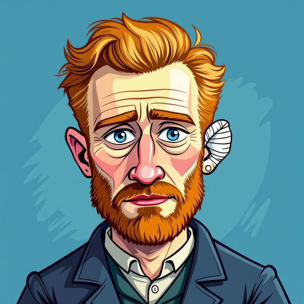 Animated Caricature of Van Gogh's Self-Portrait
