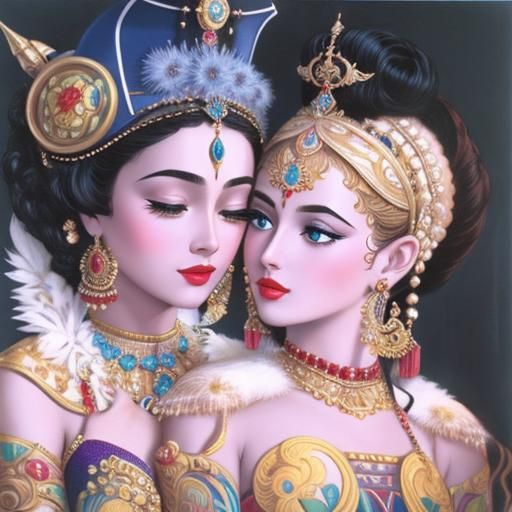 Erté-Inspired 3D Render with Fine Details