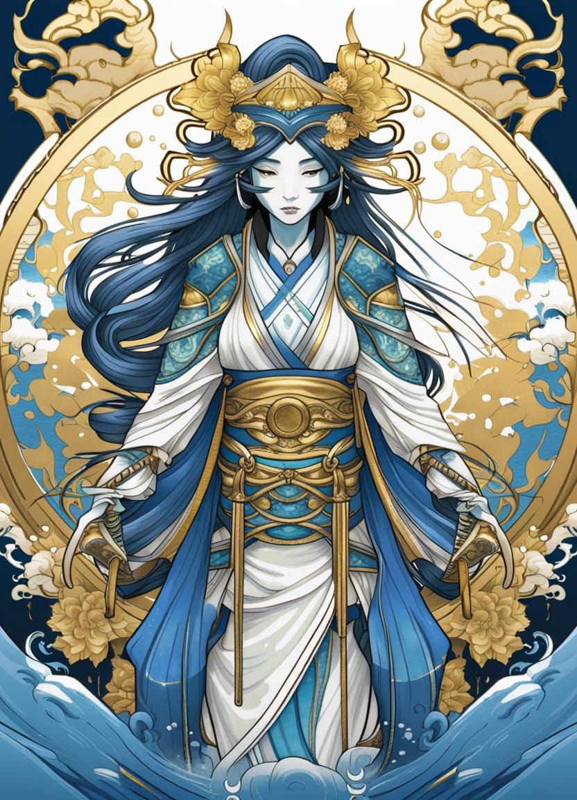 Art Nouveau Samurai Spirit in Dark Fantasy Style