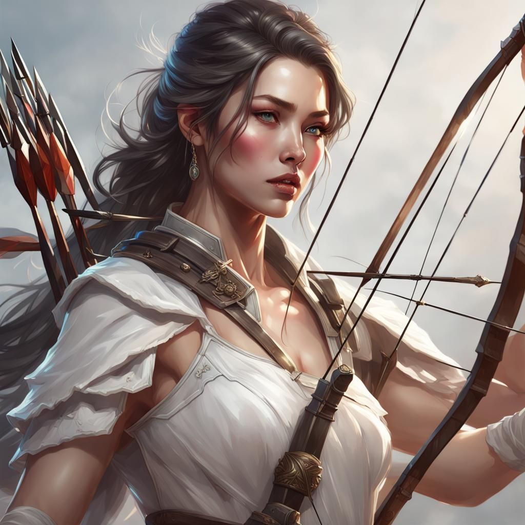 Korean American Princess Warrior Portrait in Digital Art Sty...