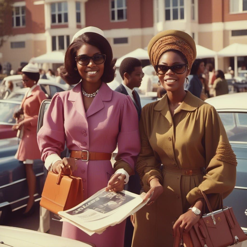 Two Black Women in Sixties Mod Style at College