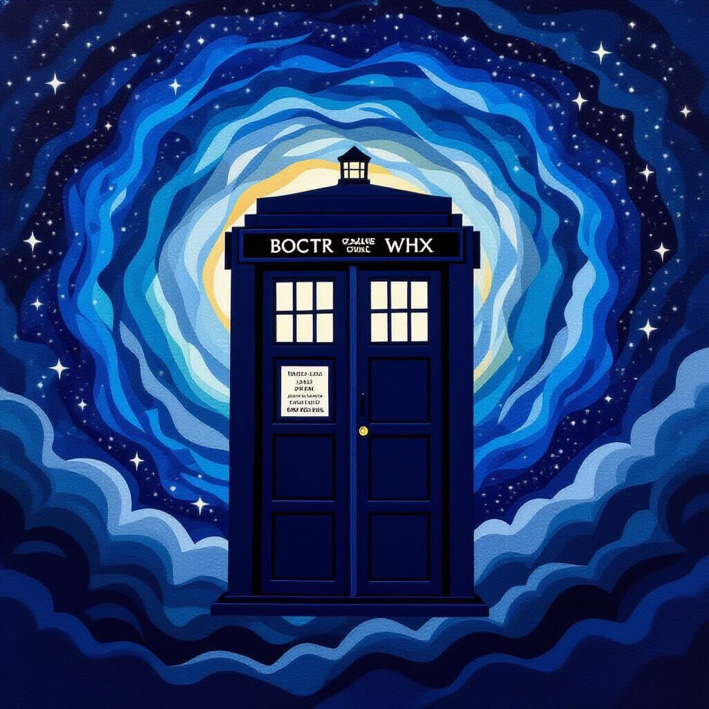 Felt Tapestry of Doctor Who's TARDIS