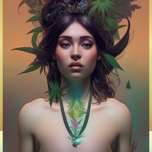 Marijuana Goddess Portrait in Artgerm Style