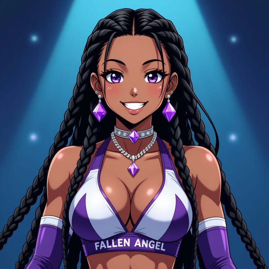 Anime Wrestler "Fallen Angel" in Vibrant Digital Art