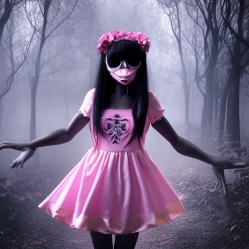 Pastel Goth Girl in Occult Forest Ritual