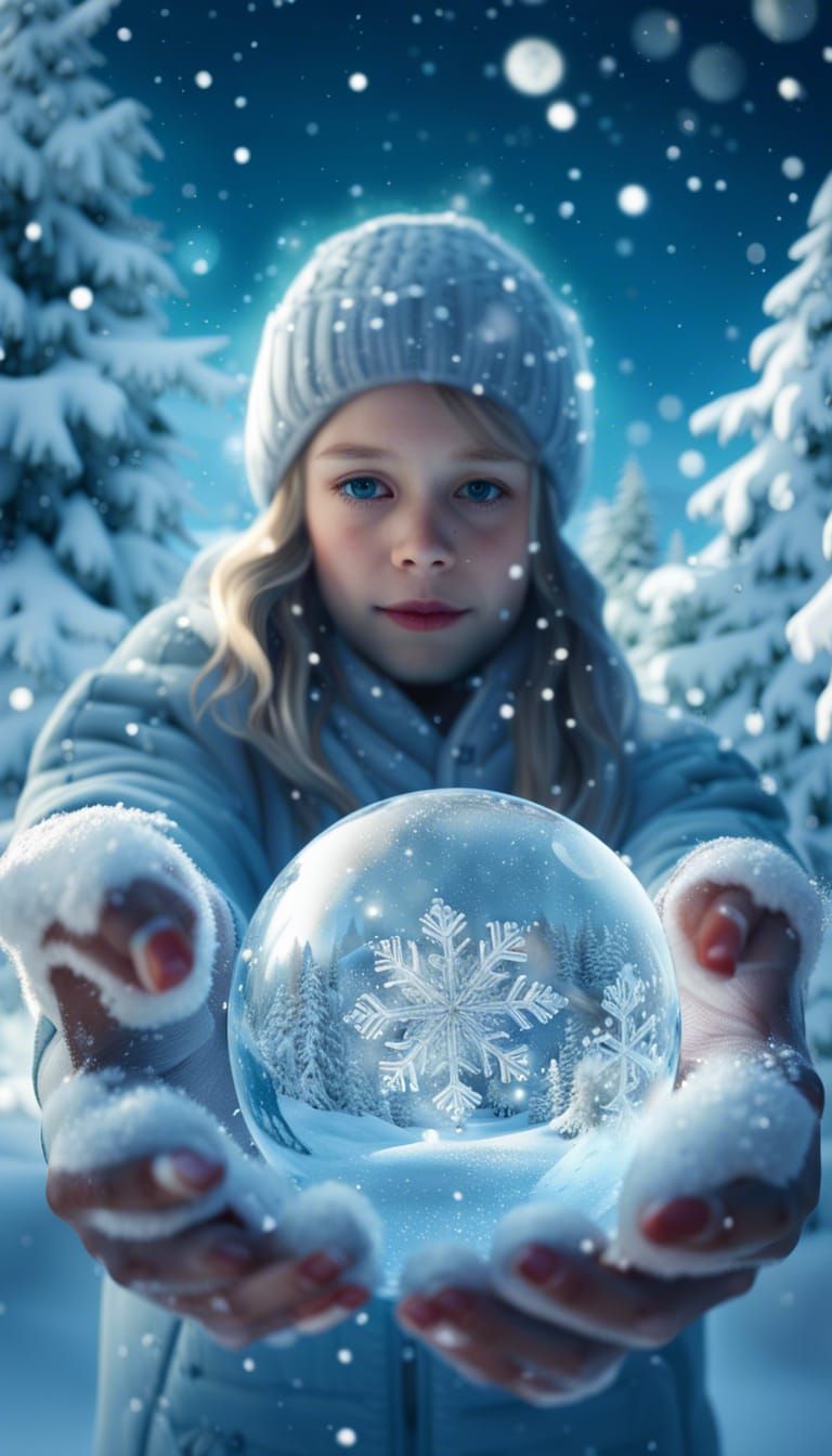 Snowflake Magic in a Winter Snow Globe