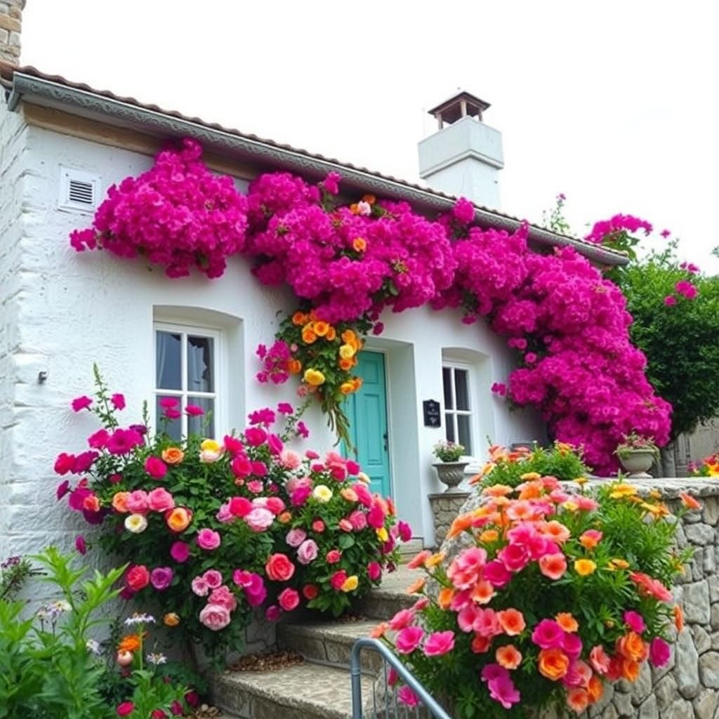 Flowered House in Impressionist Style