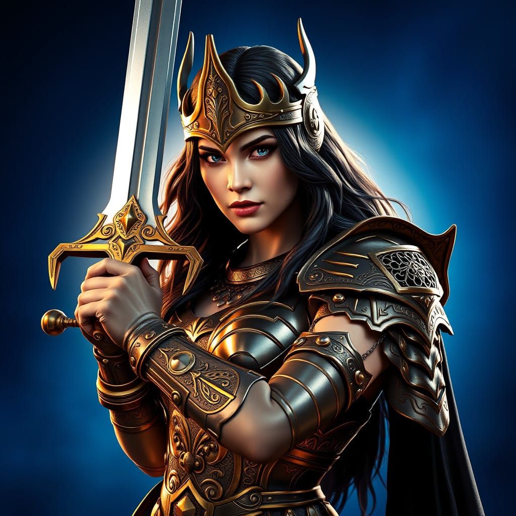 Majestic Warrior in Ornate Armor