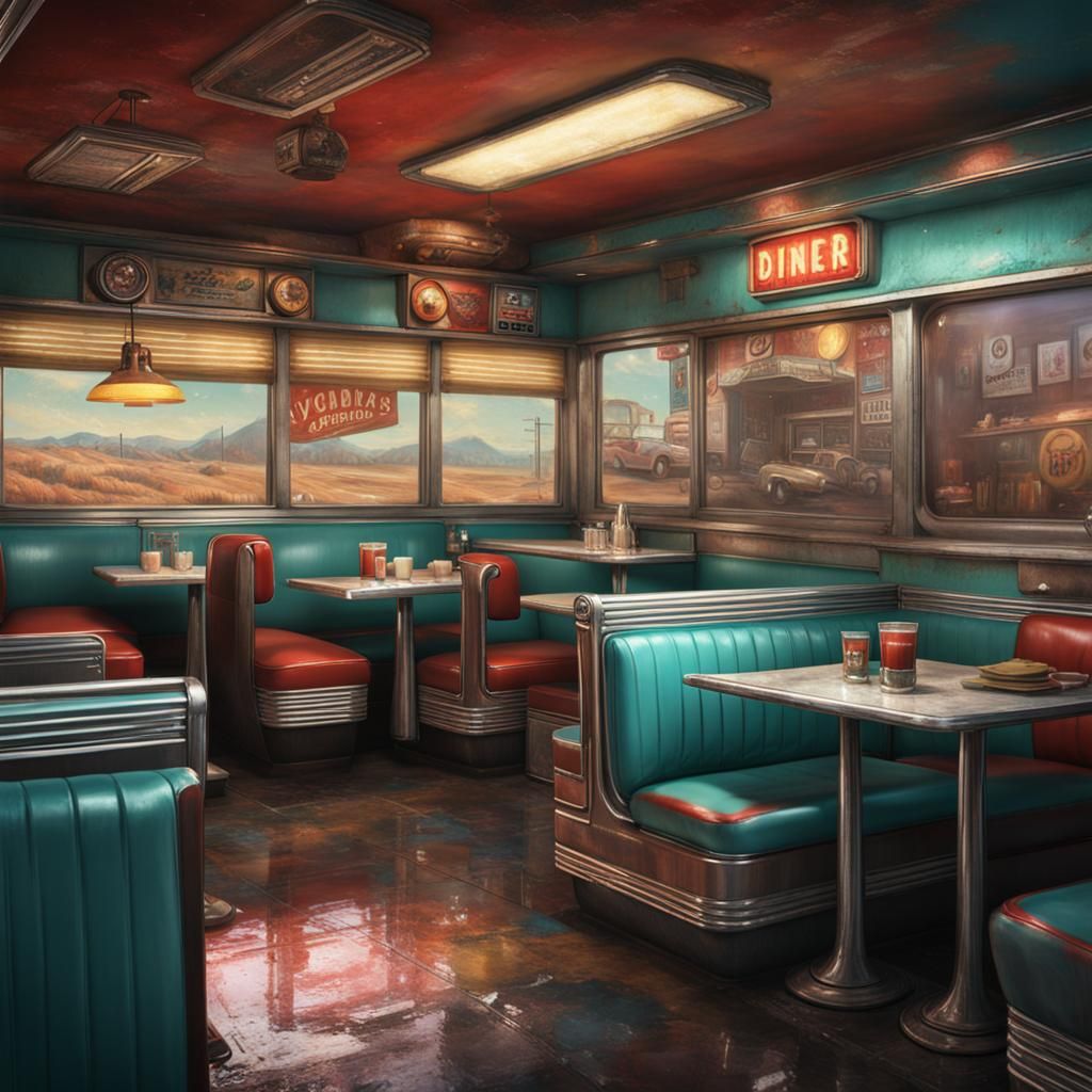 1950s Diner Splash Art in 8k Resolution