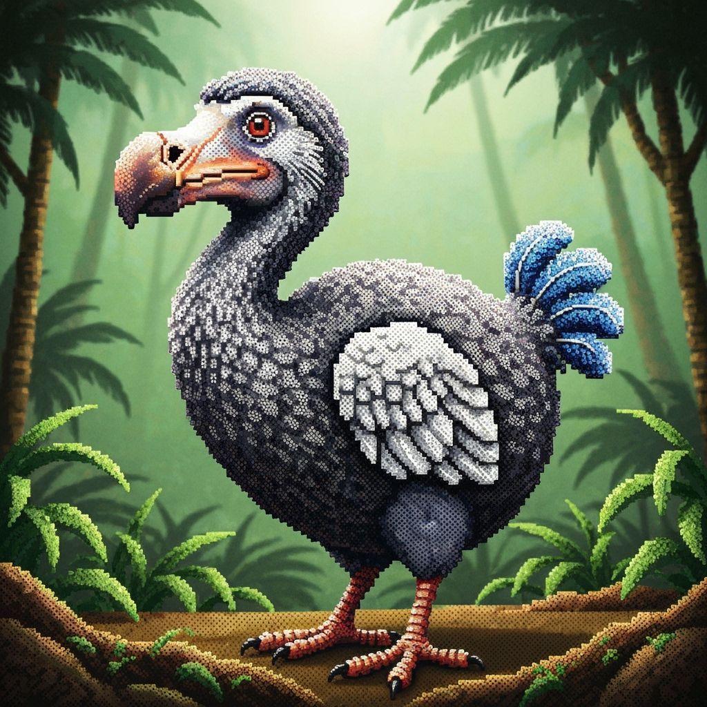 Hyperrealistic Dodo Bird Perler Bead Art