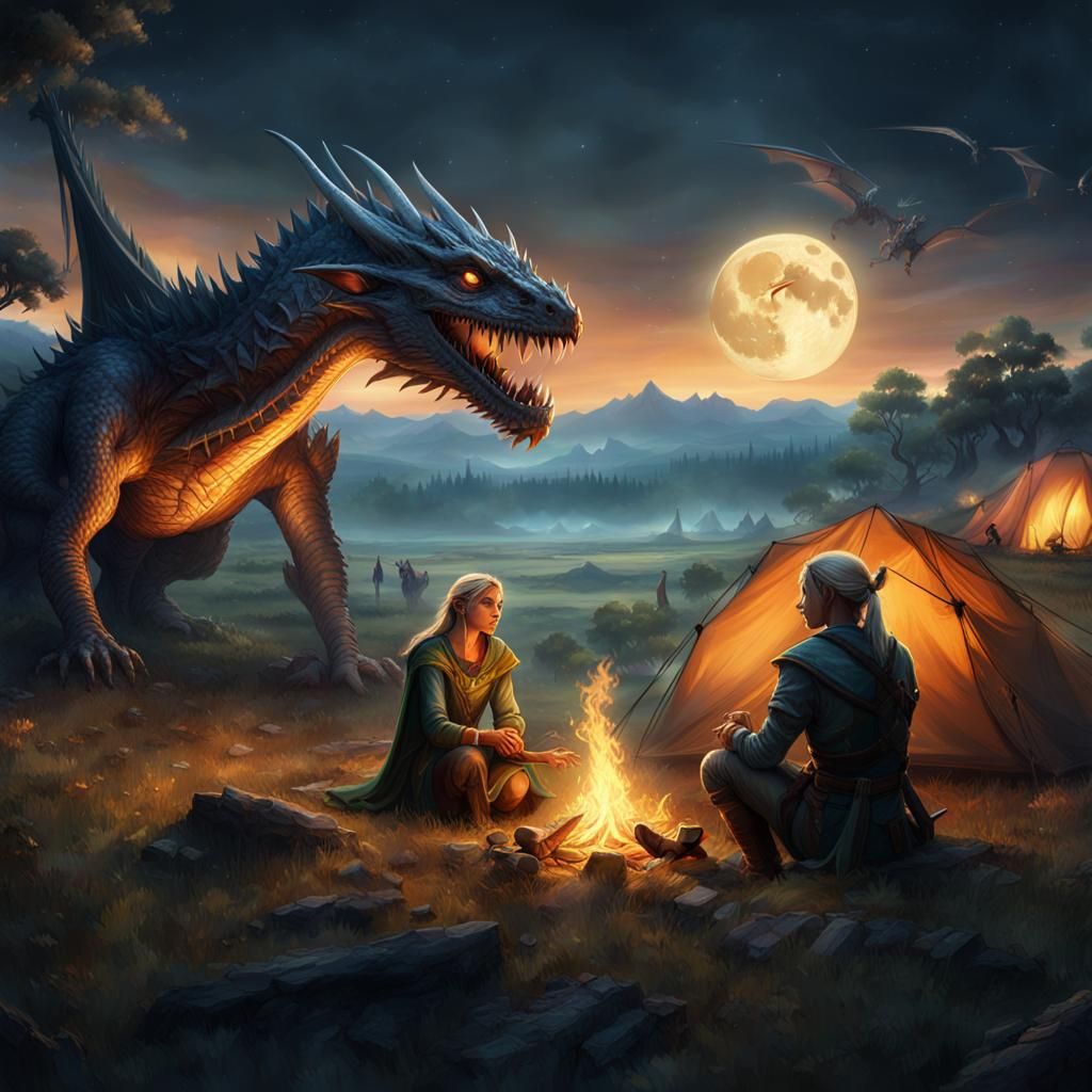 Trying to enjoy a campfire, when a dragon attacks!