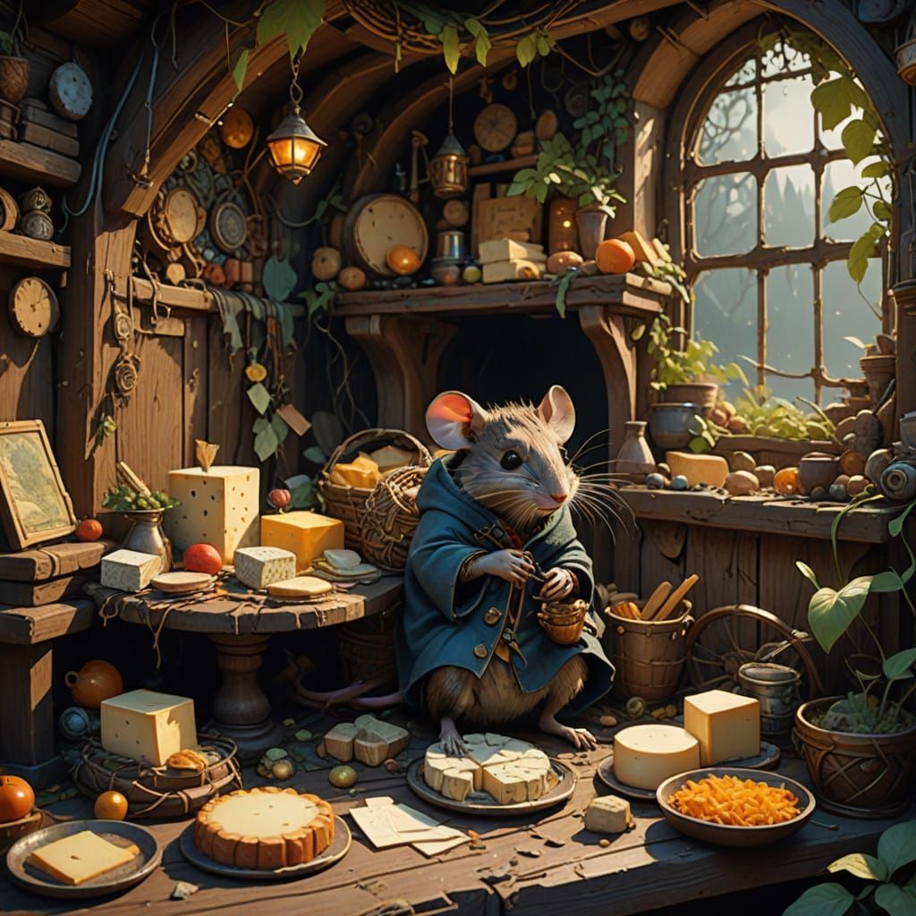 Whimsical Mouse's Cozy Cheese Haven