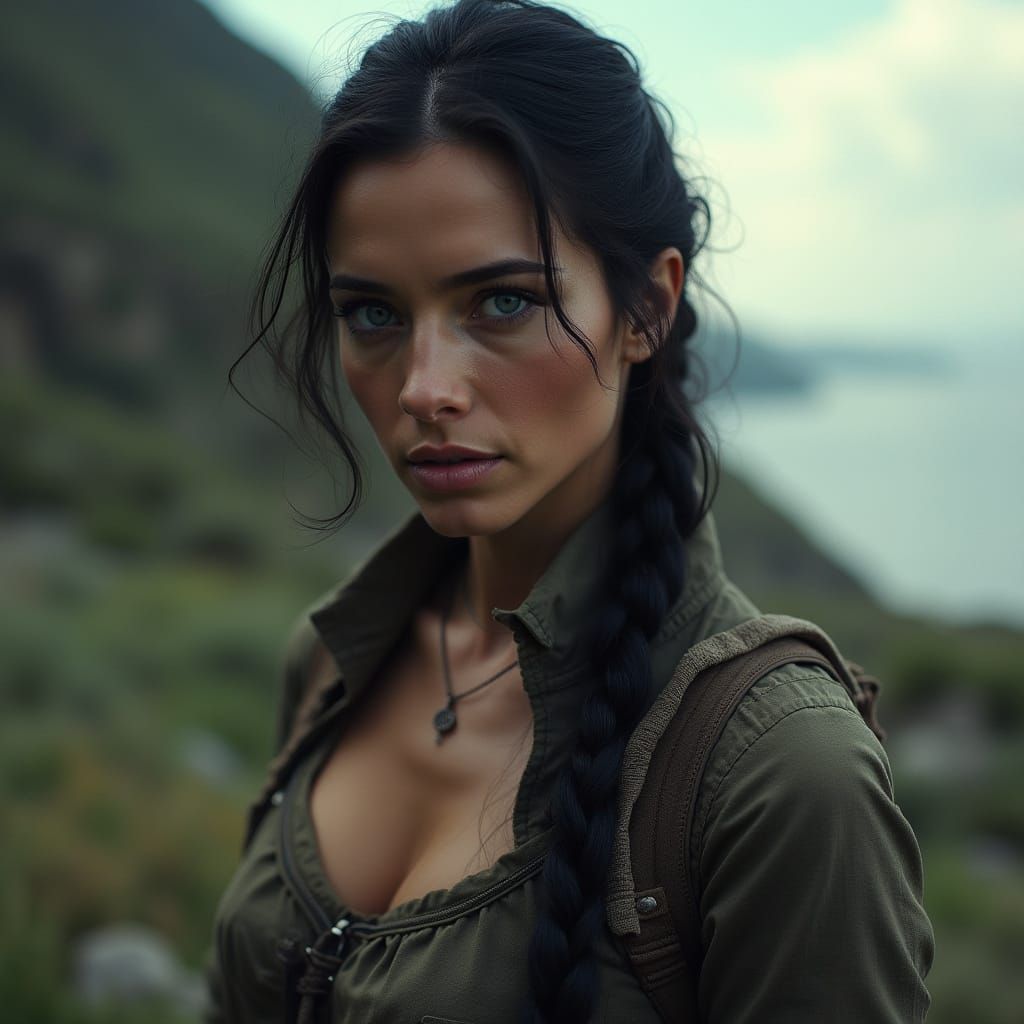 Adventurer Woman with Blue Eyes, Cinematic Style