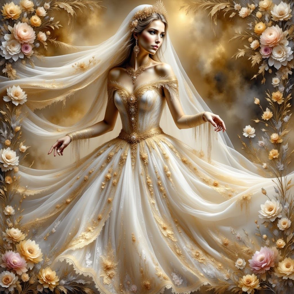 Ethereal Princess Dances in Shimmering Gown