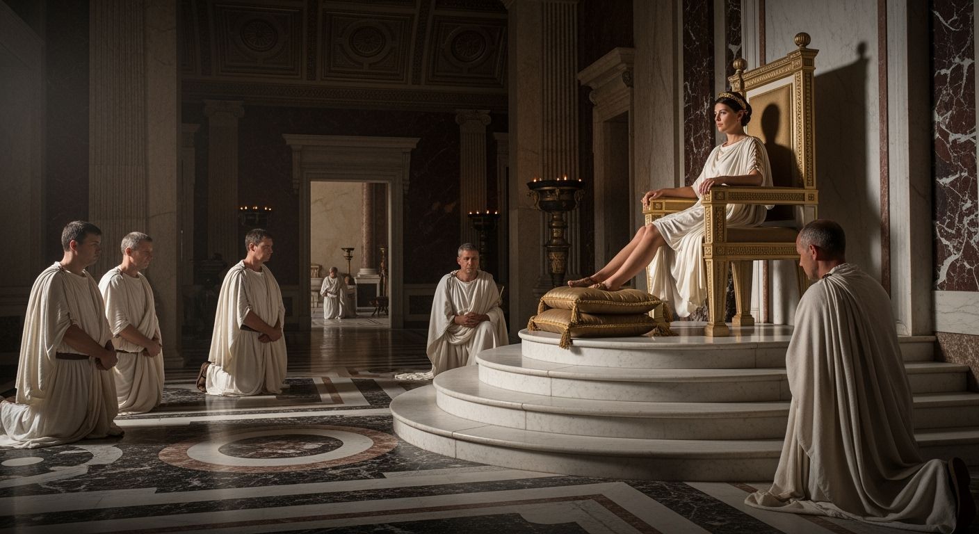 Empress Messalina on Golden Throne in Palace