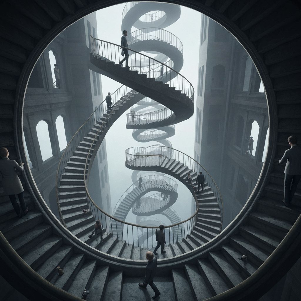 Surreal Infinite Staircase in Hyperrealistic Style