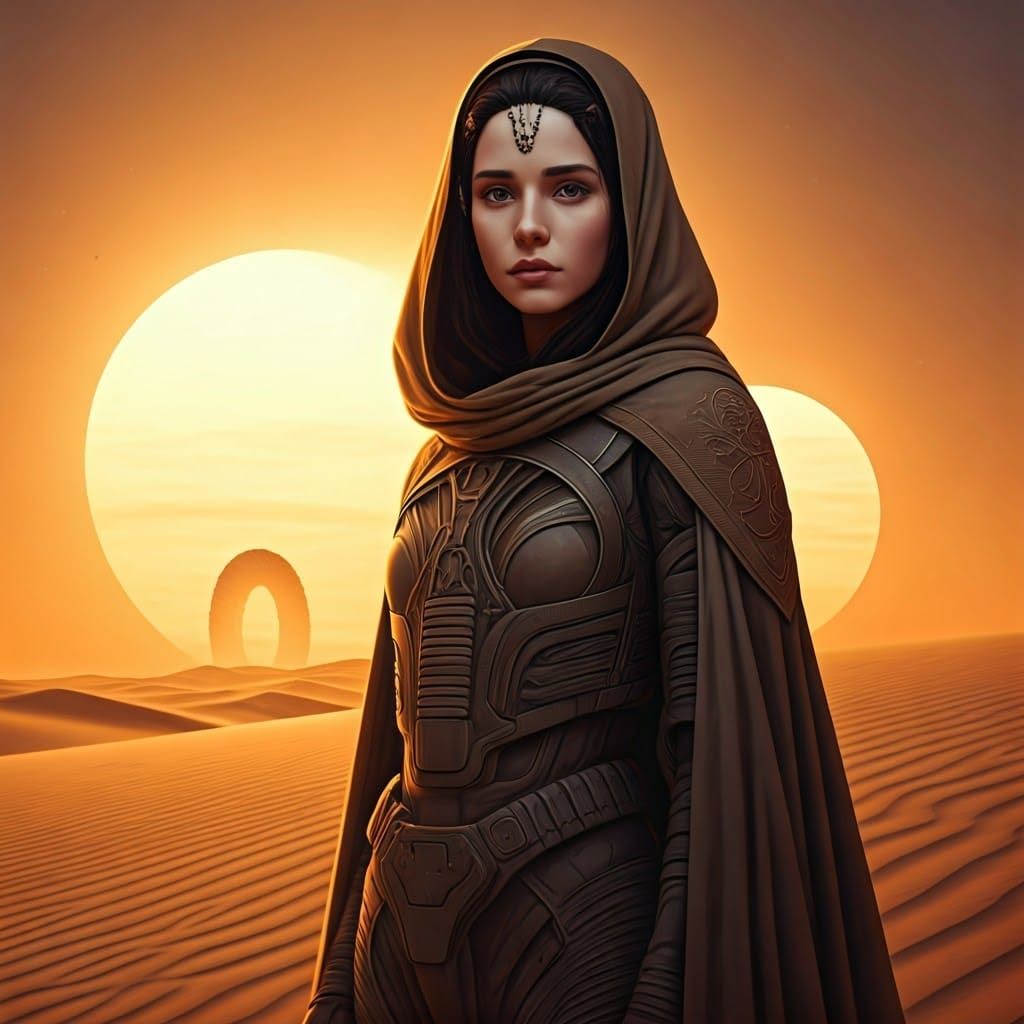Lady Ghanima of Arrakis, Desert Icon in Futuristic Style