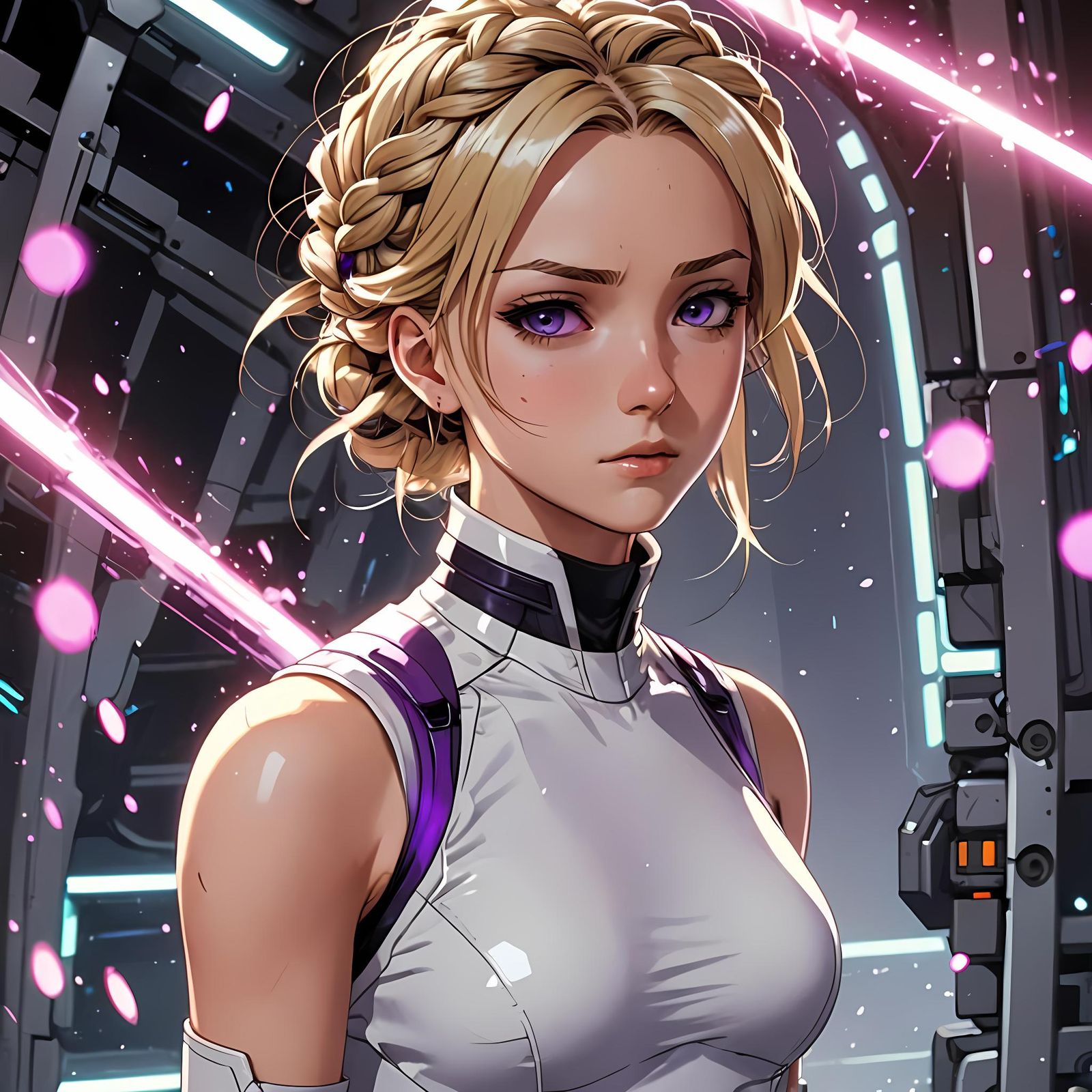 Crying Sci-Fi Girl in Anime Style