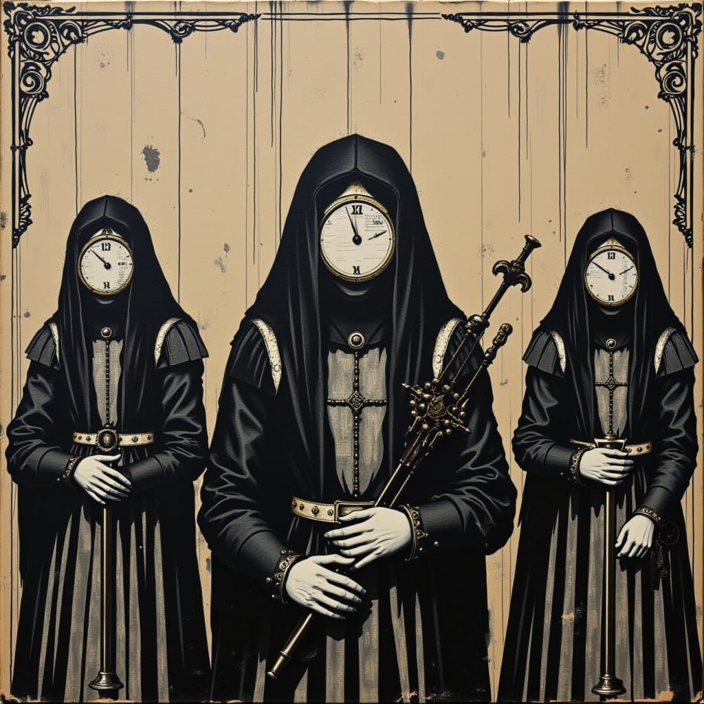 Clockwork City: Silhouettes with Clock Heads