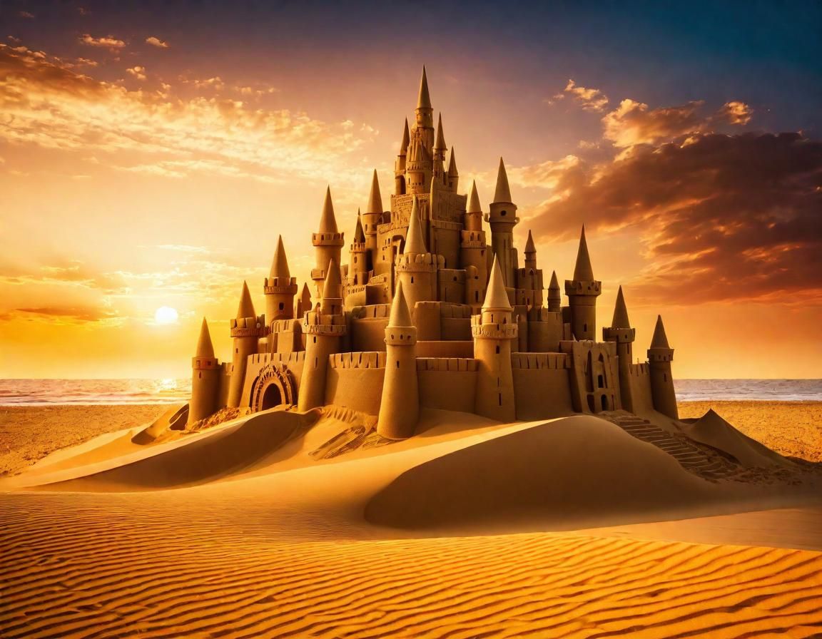 Sunset Sandcastle with Volumetric Lighting