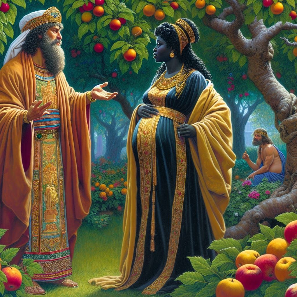 King Solomon and Queen of Sheba in a Garden
