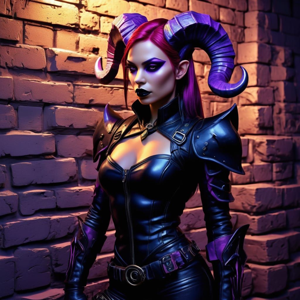 Intimidating Goth Warrior in Tactical Gear