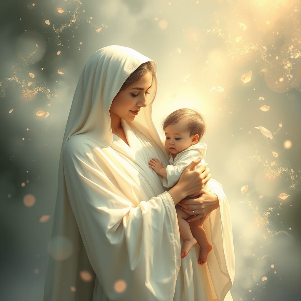 Mother and Child in Enchanted Dreamscape