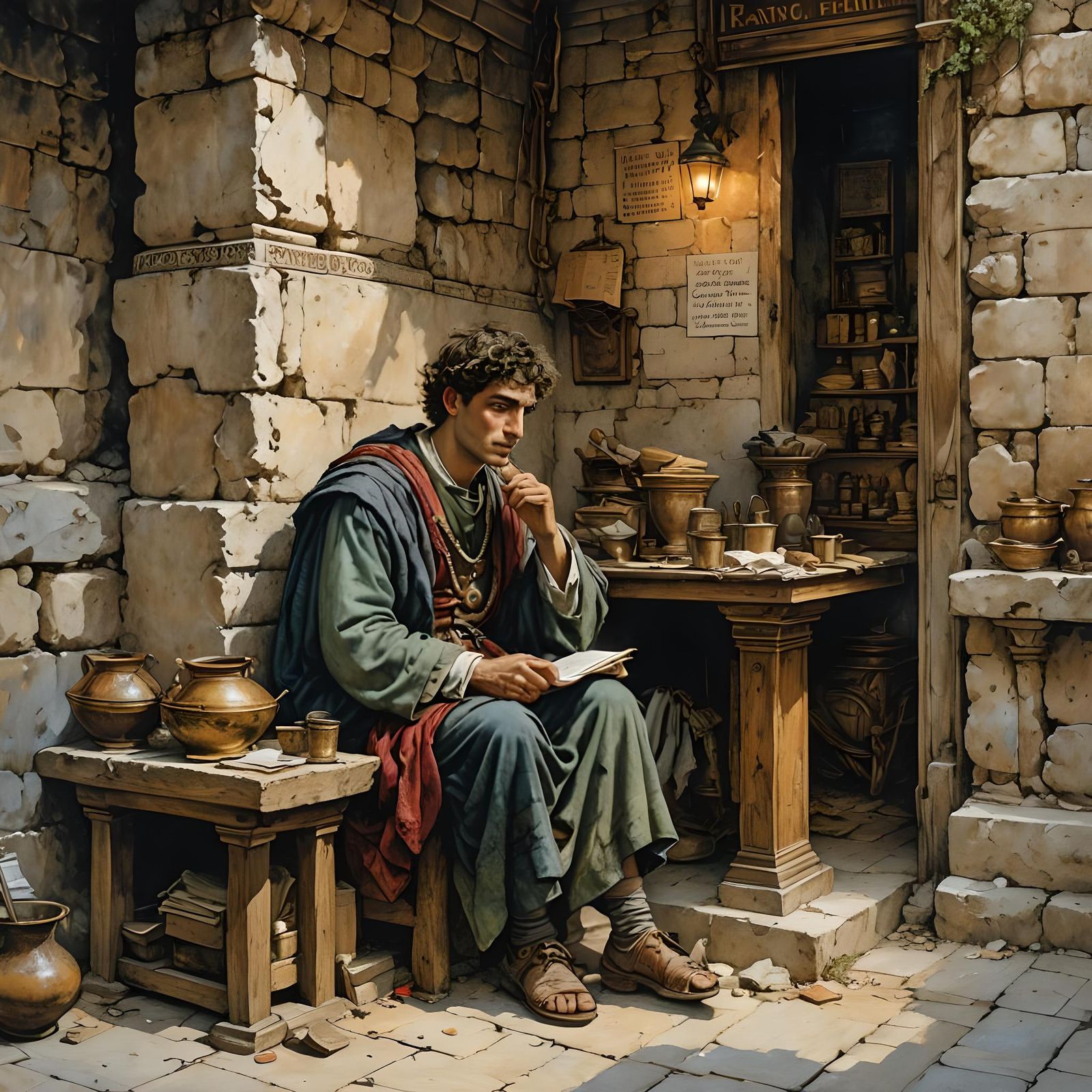 Roman Tax Collector in Ancient Israel, Detailed Art
