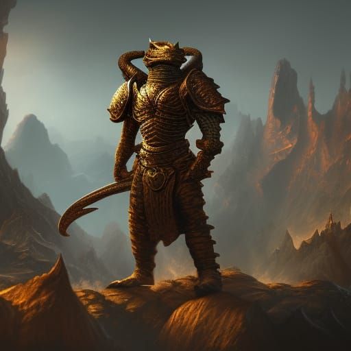Detailed Dragonborn Fantasy Concept Art