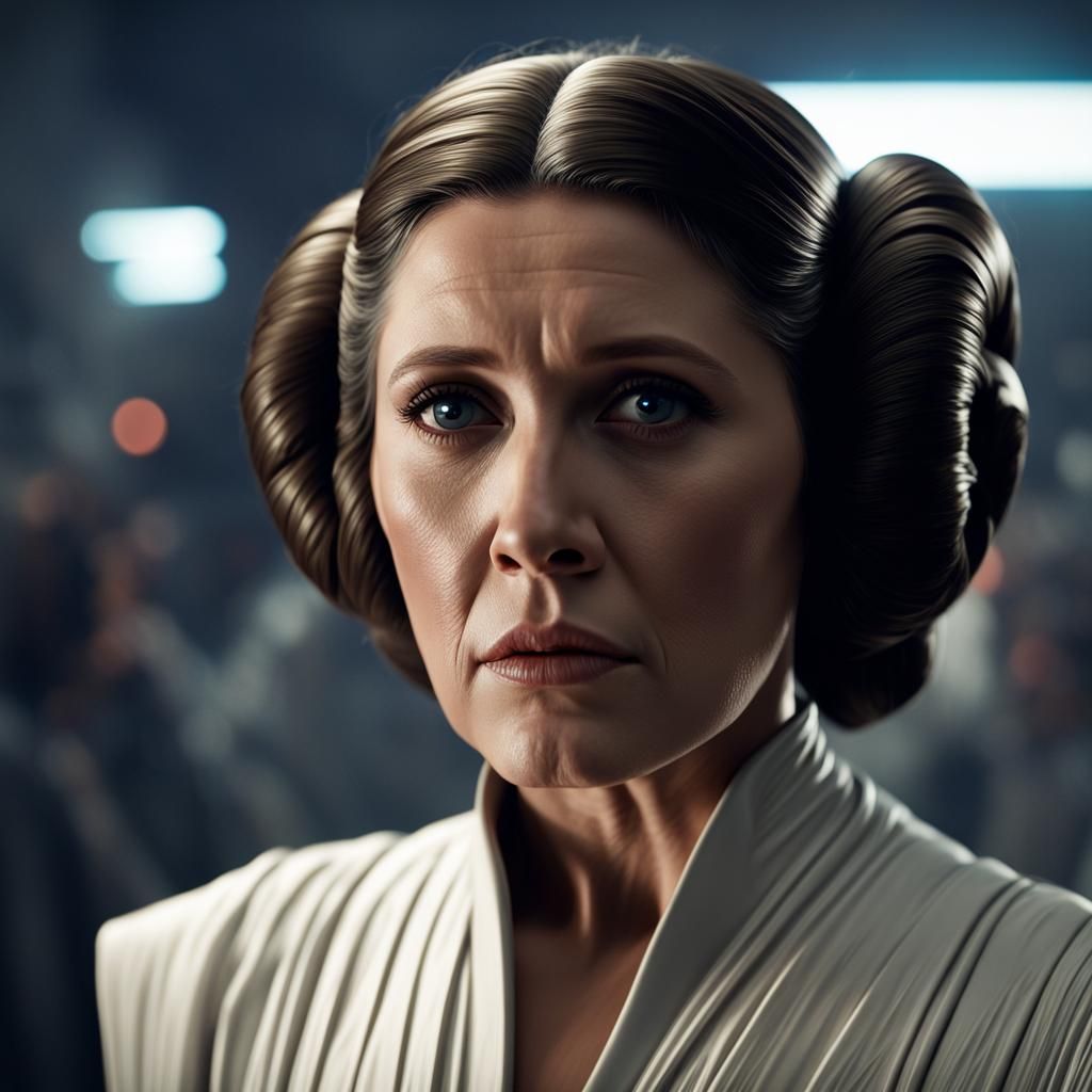 Hyperrealistic Princess Leia Portrait with Cinematic Lightin...