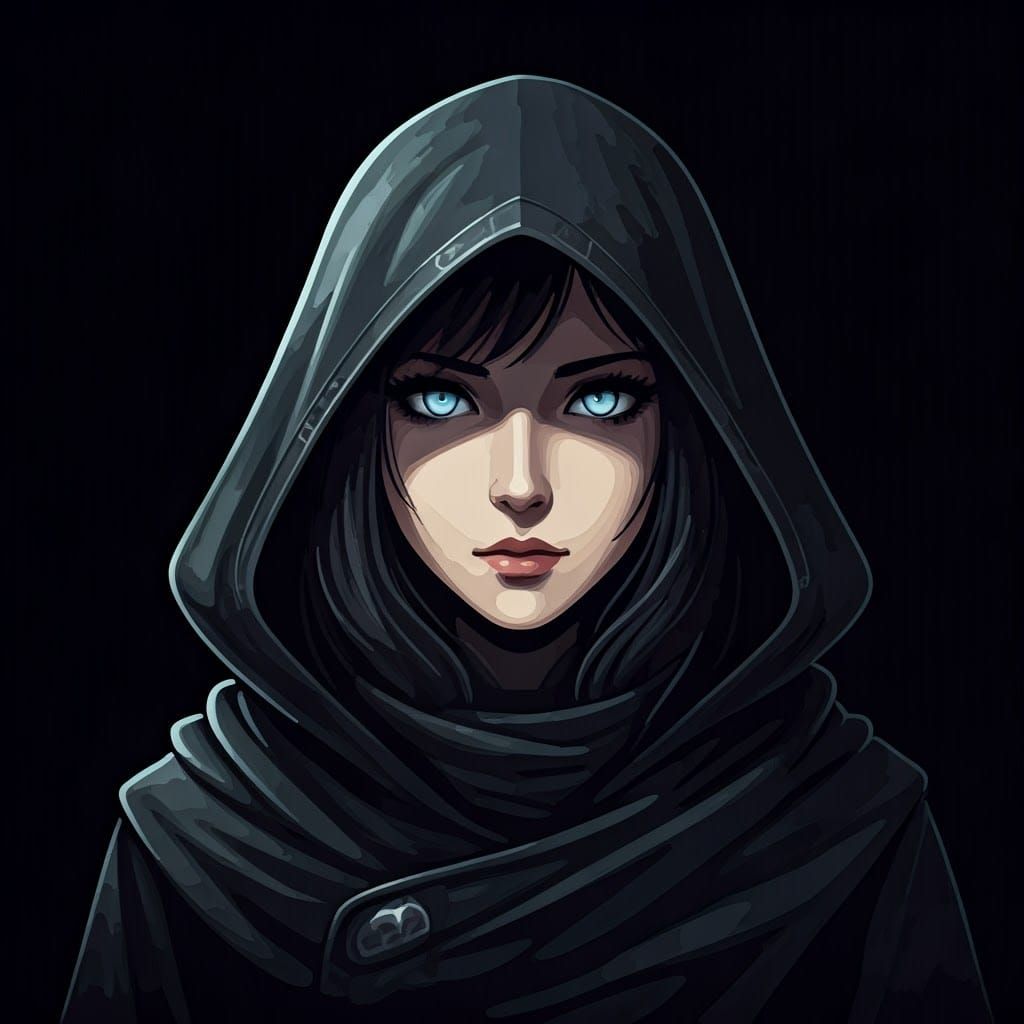 Mysterious Woman in Anime-Inspired Pixel Art