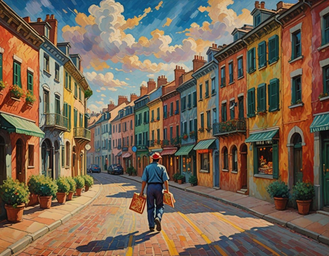 Impressionistic Pizza Delivery on a Winding Road