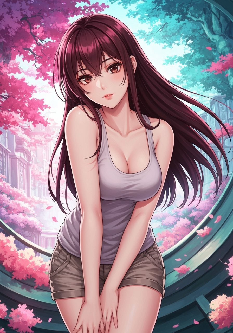 Anime-Style Portrait of a Redhead in a Stylized Environment