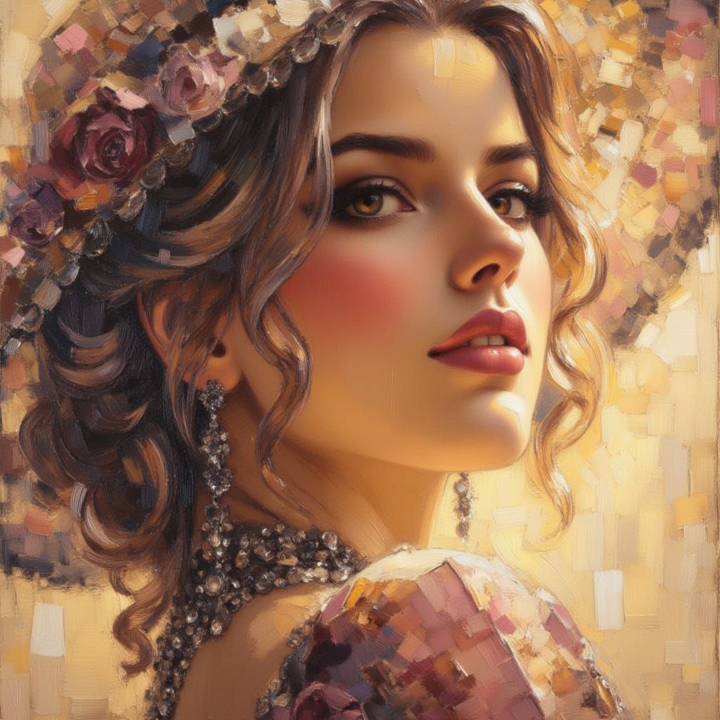 Elegant Princess Portrait in Oil with Dry Brush