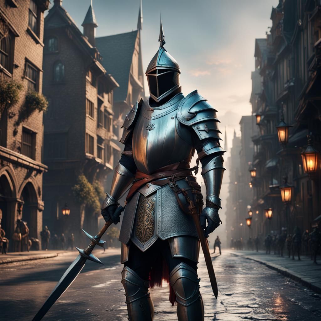 Knight with Spear: Detailed Matte Painting