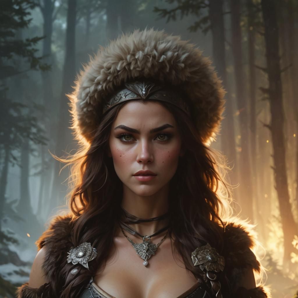 Epic Fantasy Barbarian Portrait in Digital Graffiti Art