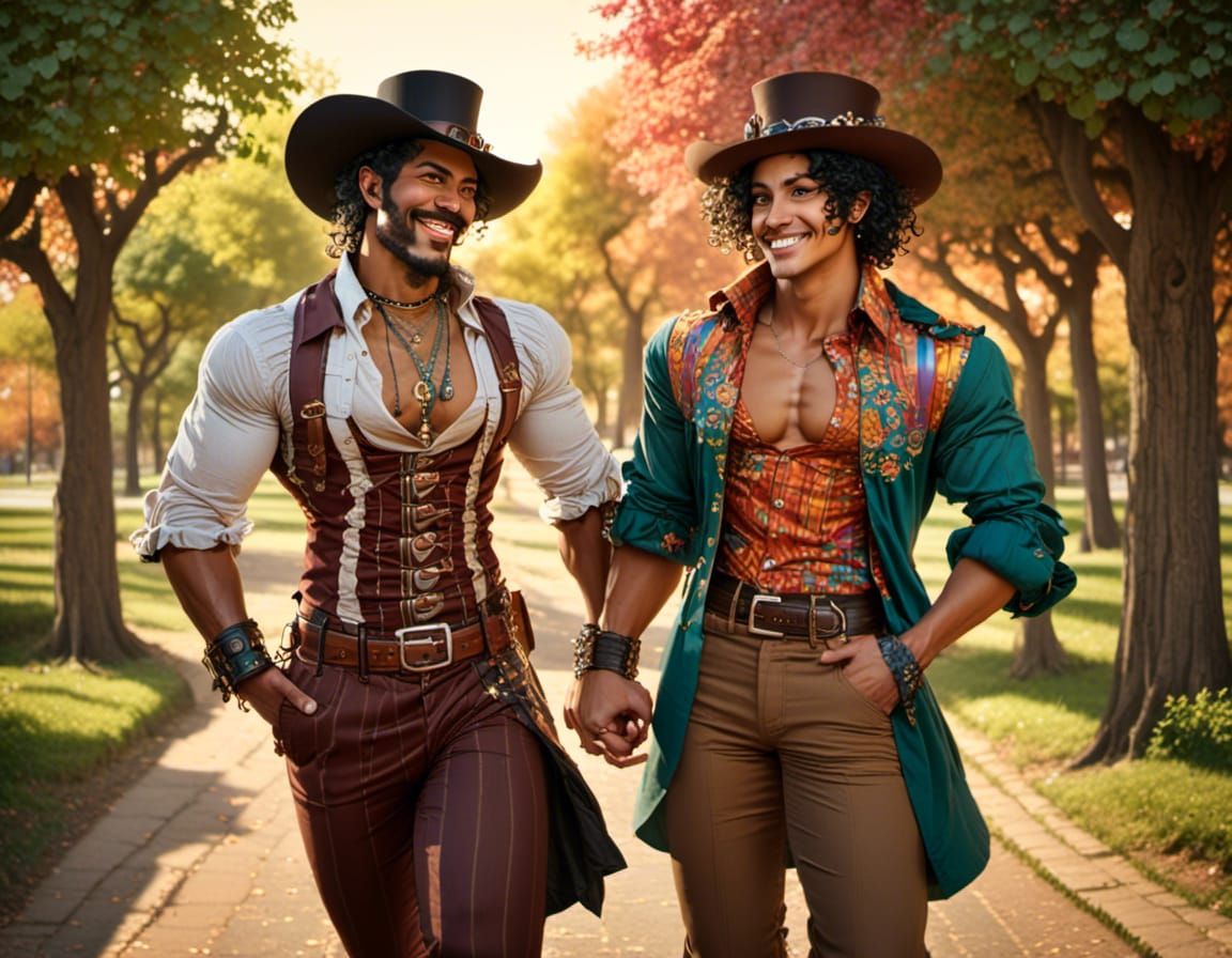 Androgynous male couple in love