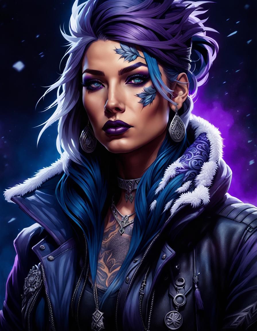 Mythpunk Portrait of Winter in Hyperrealism