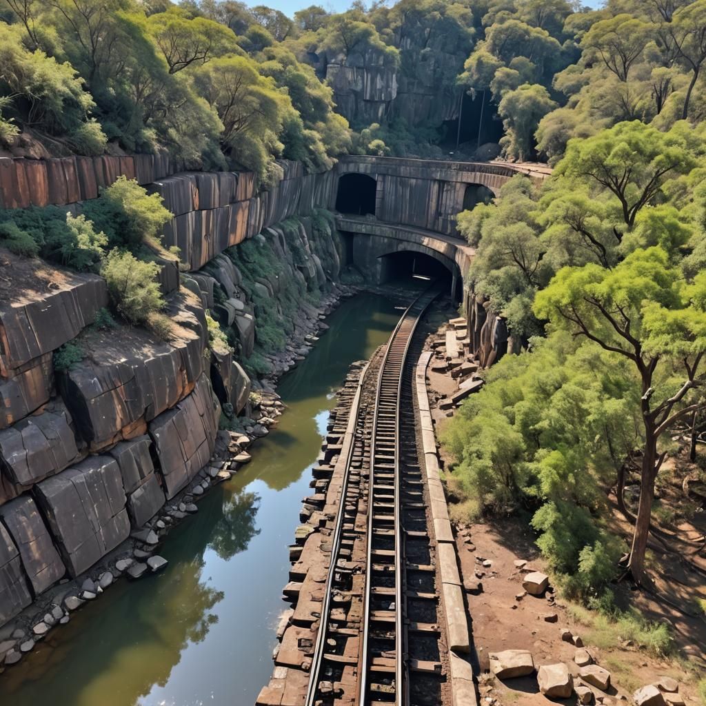 Mermaids Pool Zimbabwe with Deserted Train