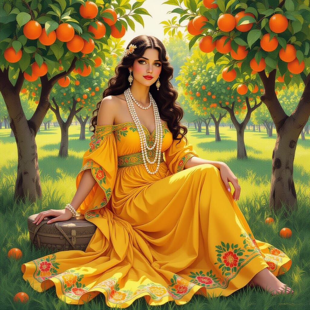 Bergamot Goddess in Art Nouveau Style