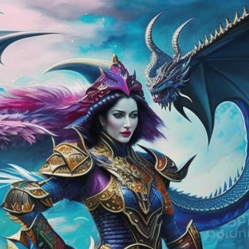 Queen of Dragons in Watercolor Art