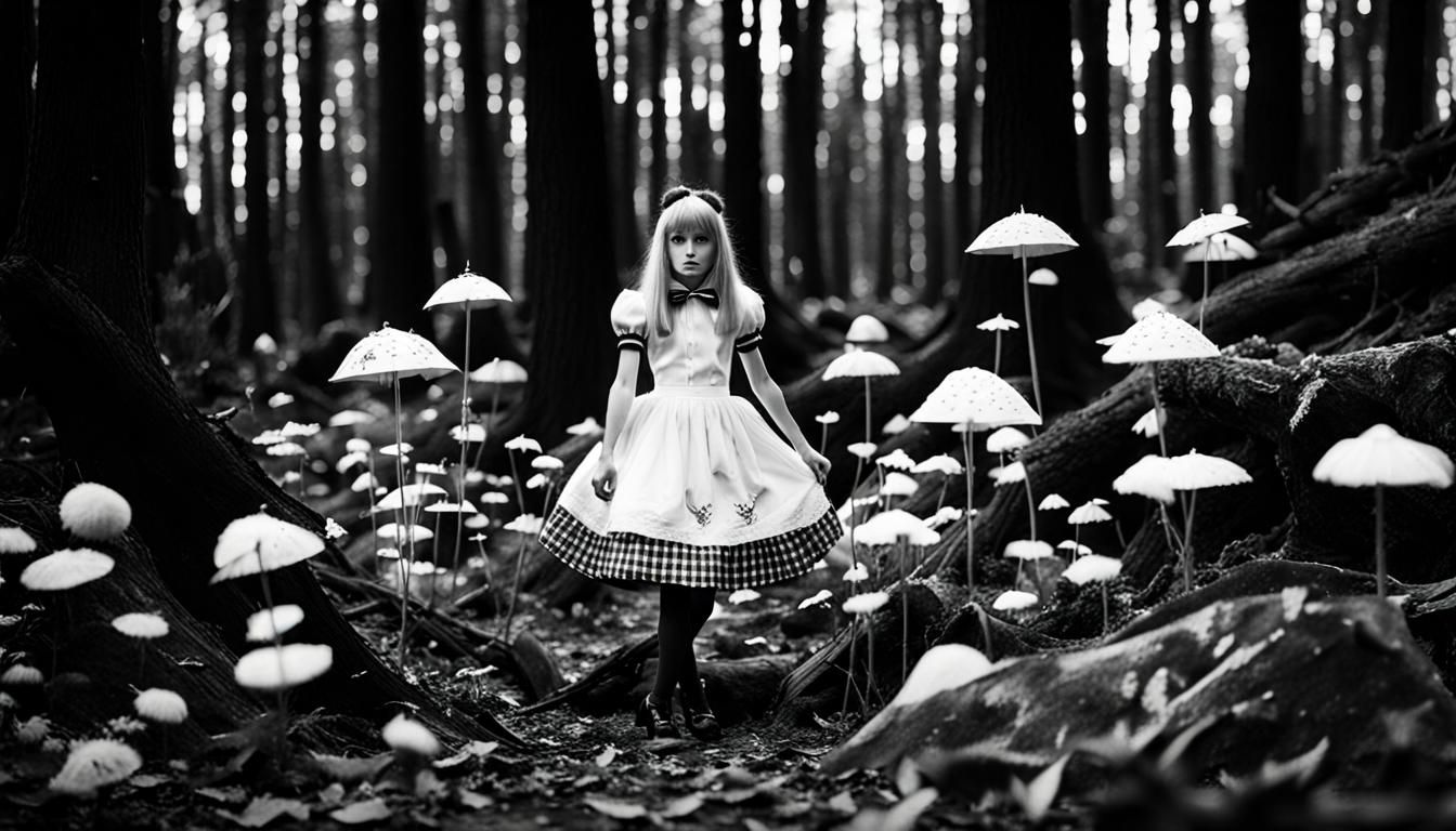 Detailed (60s iconic mod fashion: 1.3) monochrome photograph...