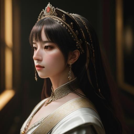 Noble Lady Portrait with Dramatic Lighting