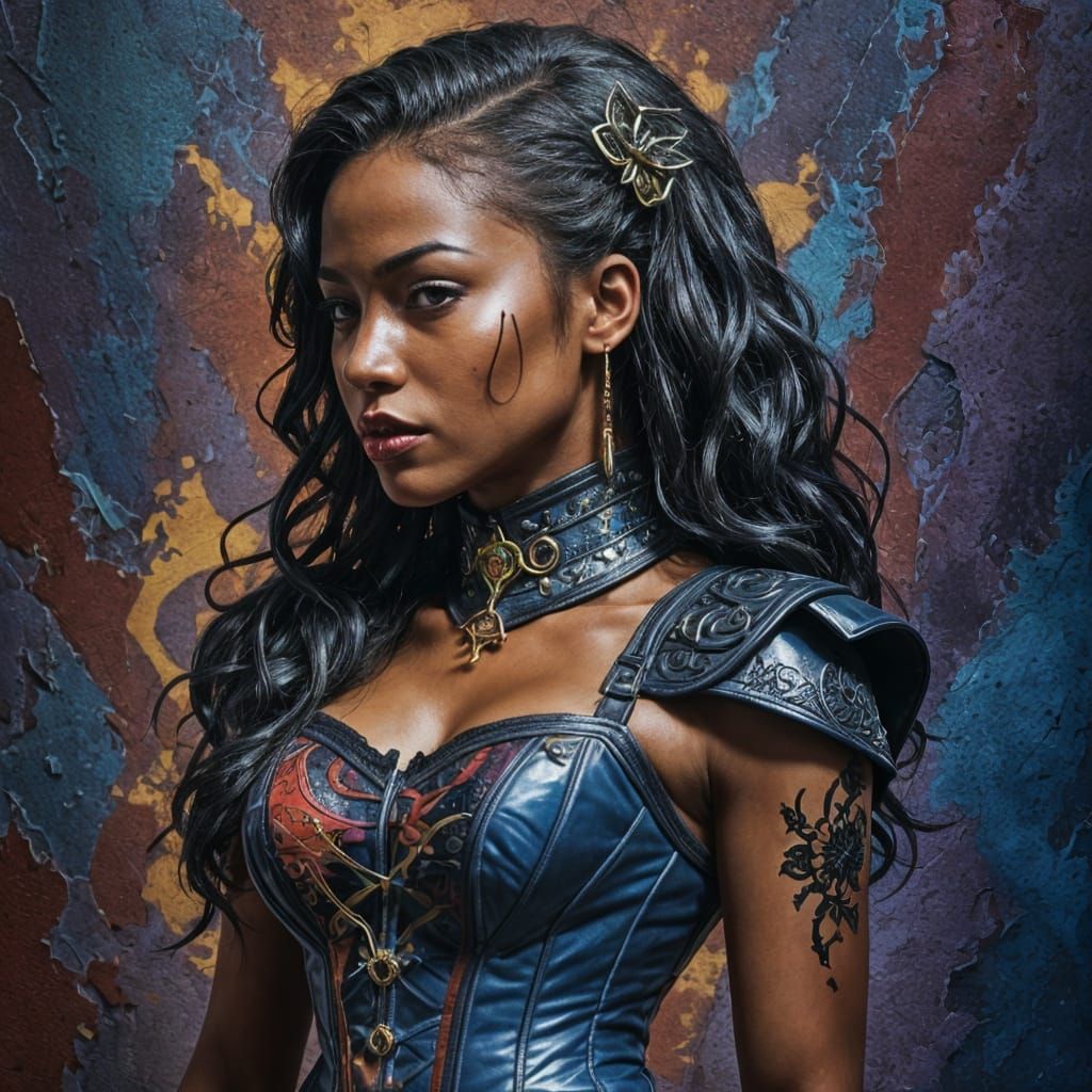 Dramatic Hyperrealistic Portrait with Colorful Background