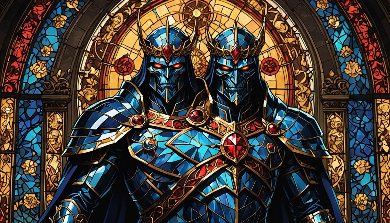 Stained Glass Demon Lords in Anime Style