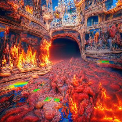Infernal Ancient City Burning in Hell