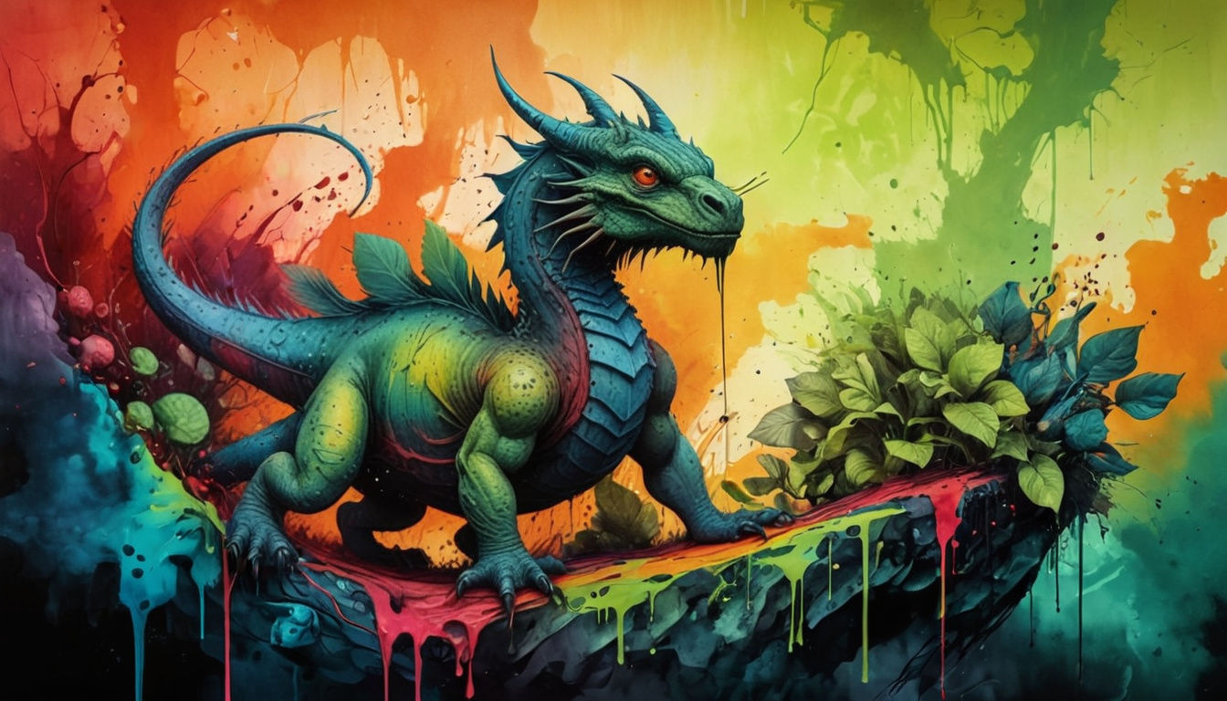 Abstract Grunge Artwork in Crosshatching Style